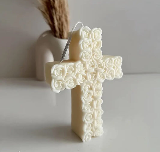 Cross rose candle