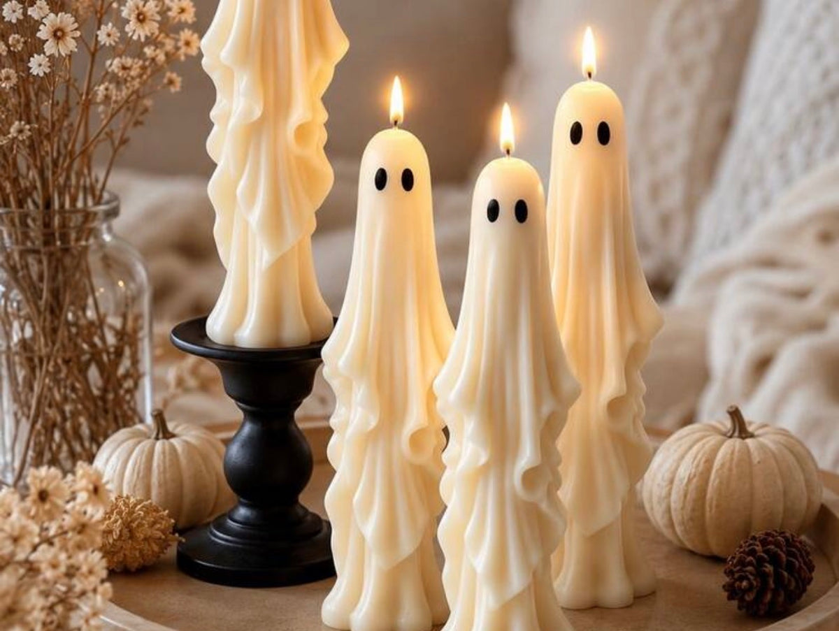 Small Ghost Taper Candle